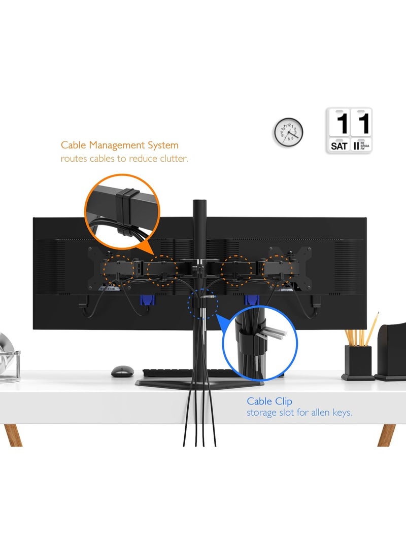 Dual Monitor Desk Mount – Twin Arm Adjustable Stand for 13–27 Inch LCD/LED Screens – Ergonomic Tilt, Swivel & Rotation – VESA 75×75 / 100×100 - Image 3