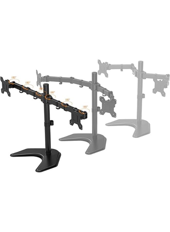 Dual Monitor Desk Mount – Twin Arm Adjustable Stand for 13–27 Inch LCD/LED Screens – Ergonomic Tilt, Swivel & Rotation – VESA 75×75 / 100×100 - Image 2