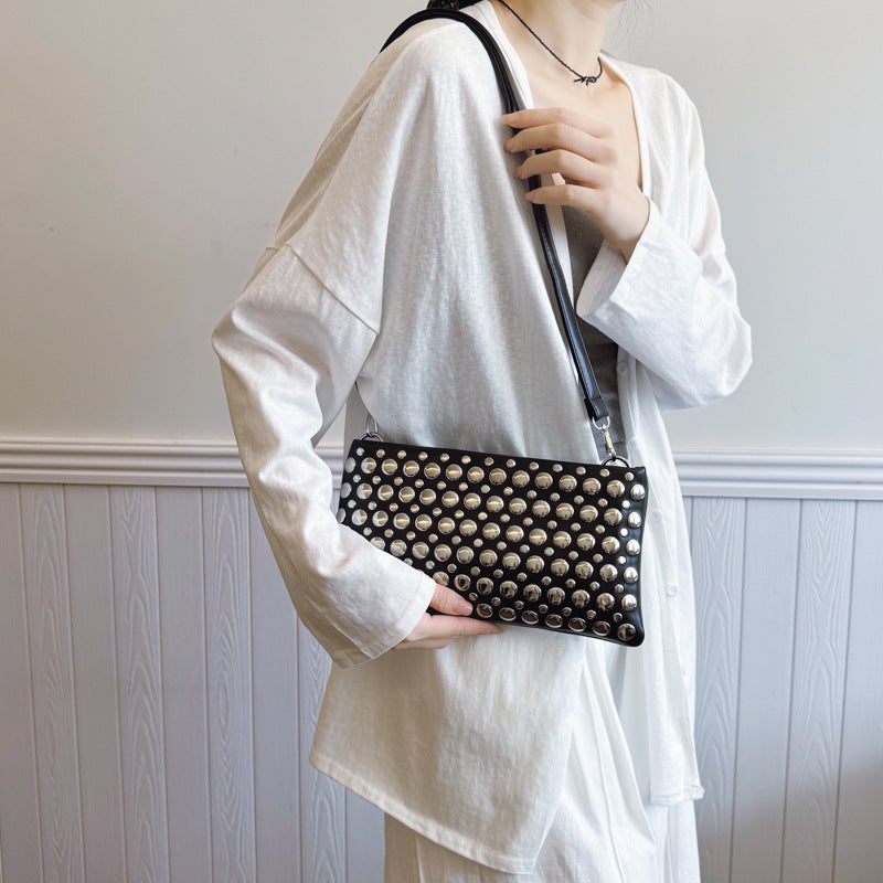 Fashion Handbags For Women Casual Crossbody Bag Personalized Trendy Cool Polka Dot Rivet Armpit Bag - Image 4