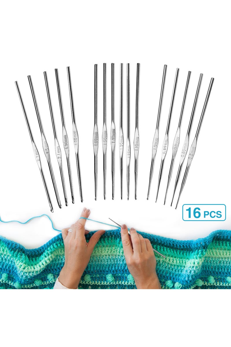erorex 16Size Crochet Hooks Set Knitting Needles Set Crochet For Sweater Knitting Kit Single Head Croche... - Image 1