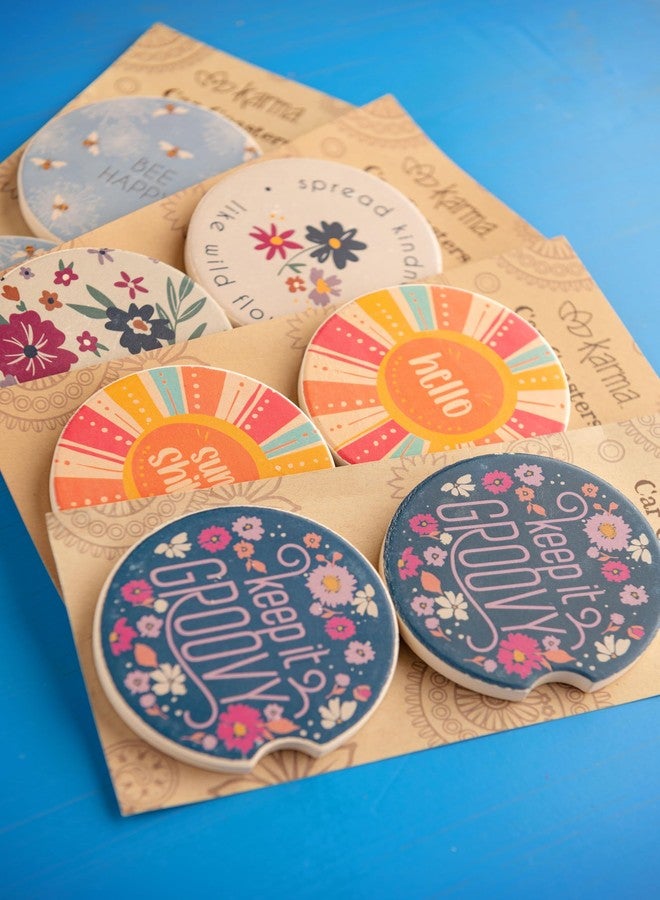 Karma Gifts Boho Car Coasters - Absorbent Cup Holder Coasters for Car - Set of 2 - Cowboy - Image 2