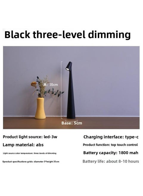 Designer Gaofu Shuai Table Lamp Accessible Luxury Reading Desk Lamp Charging Desktop Atmosphere Lamp Bedroom Bedside Table Lamp Decoration-Specifications:Touch Charging Warm Light Model/Exclusive/stepless Dimming-Size:Black