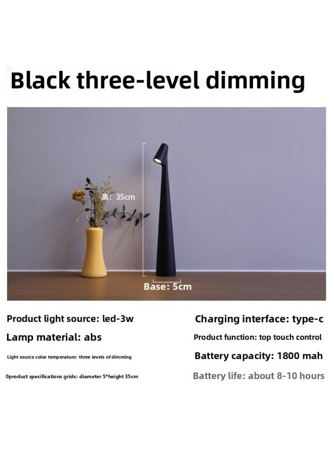 Designer Gaofu Shuai Table Lamp Accessible Luxury Reading Desk Lamp Charging Desktop Atmosphere Lamp Bedroom Bedside Table Lamp Decoration-Specifications:Touch Charging Warm Light Model/Exclusive/stepless Dimming-Size:Black