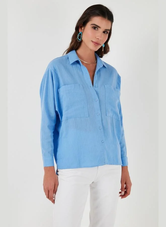 Lela  Lela Women's Shirt with Back Window Detail, Double Pockets, 100% Cotton, Relaxed Fit, SHIRT 51444592 for Women | Best Price UAE
