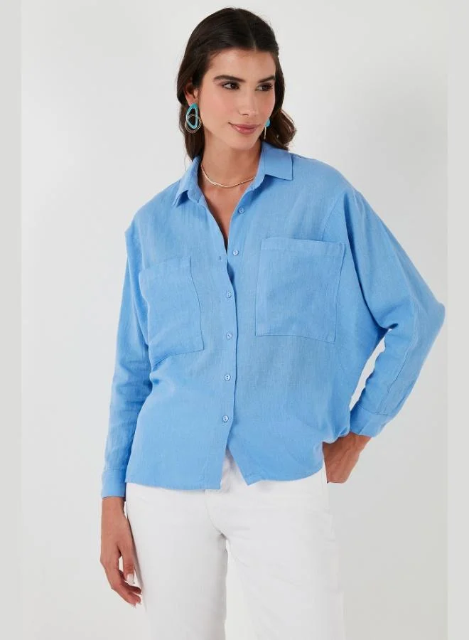 Lela  Lela Women's Shirt with Back Window Detail, Double Pockets, 100% Cotton, Relaxed Fit, SHIRT 51444592 for Women | Best Price UAE