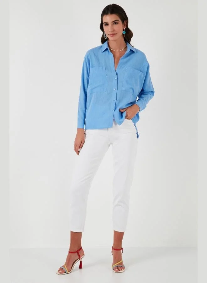 Lela  Lela Women's Shirt with Back Window Detail, Double Pockets, 100% Cotton, Relaxed Fit, SHIRT 51444592 for Women | Best Price UAE