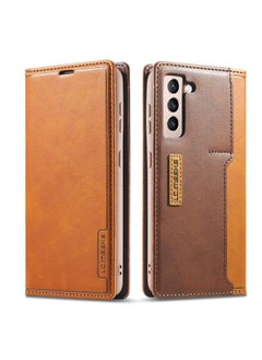 Case Cover For Samsung Galaxy S21 FE LC.IMEEKE LC-001 Series PU + TPU Color Matching Frosted Horizontal Flip Leather Case with Holder & Card Slot Yellow