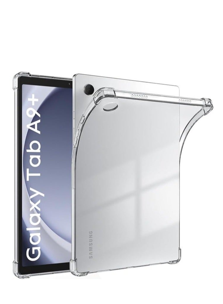 HuHa Samsung Galaxy Tab A9+ Cover, Shockproof Slim Fit Crystal TPU Silicone Protective Case Cover for Galaxy Tab A9 Plus 11 Inch 2023 (SM-X210 / SM-X216 / SM-X218) - Clear - Image 1