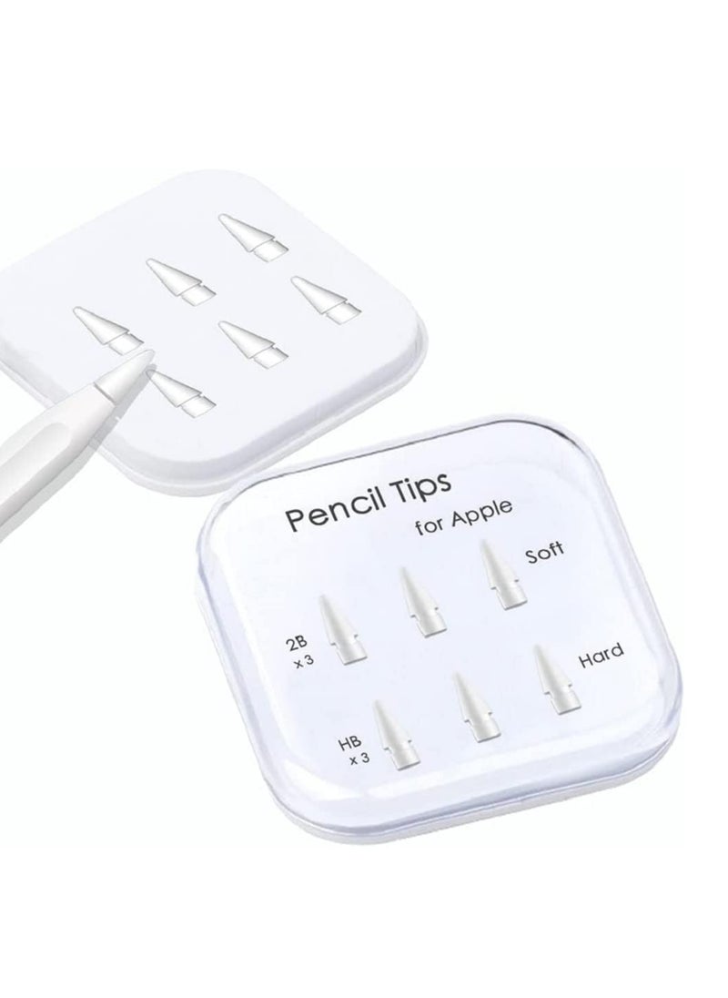 Oasisgalore - Replacement Pencil Tips for Apple Pencil 1st / 2nd Generation, Soft and Hard Pencil Nib for iPad Pencil 1st/Pencil 2 Gen, White, 6 Pack - Image 1