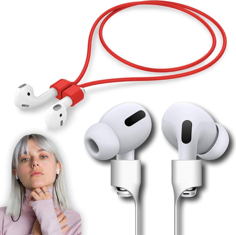 cobcobb Ultra Strong Magnetic Airpod Pro Strap Anti-Lost Cord Sports Lanyard Compatible with Airpods 3rd 2nd Generation Pro 3 2 1 (Red) - Image 1