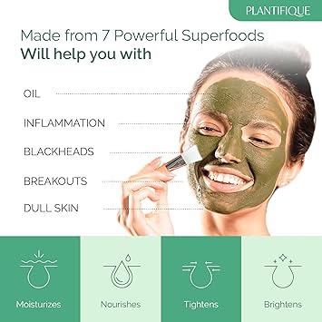 Plantifique Korean Skincare Face Mask Organic Clay Mask with Avocado Green Tea Vegan Dermatologically Tested Mud Mask for Face Body 100g34 Oz - Image 3
