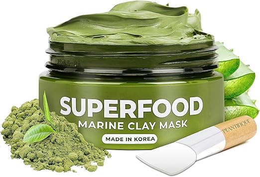 Plantifique Korean Skincare Face Mask Organic Clay Mask with Avocado Green Tea Vegan Dermatologically Tested Mud Mask for Face Body 100g34 Oz - Image 1