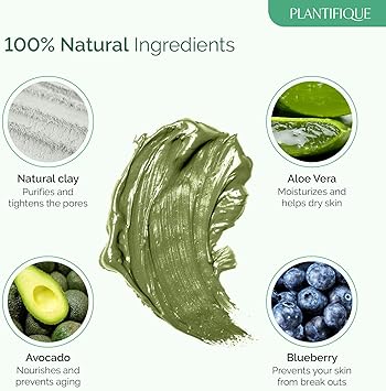 Plantifique Korean Skincare Face Mask Organic Clay Mask with Avocado Green Tea Vegan Dermatologically Tested Mud Mask for Face Body 100g34 Oz - Image 4