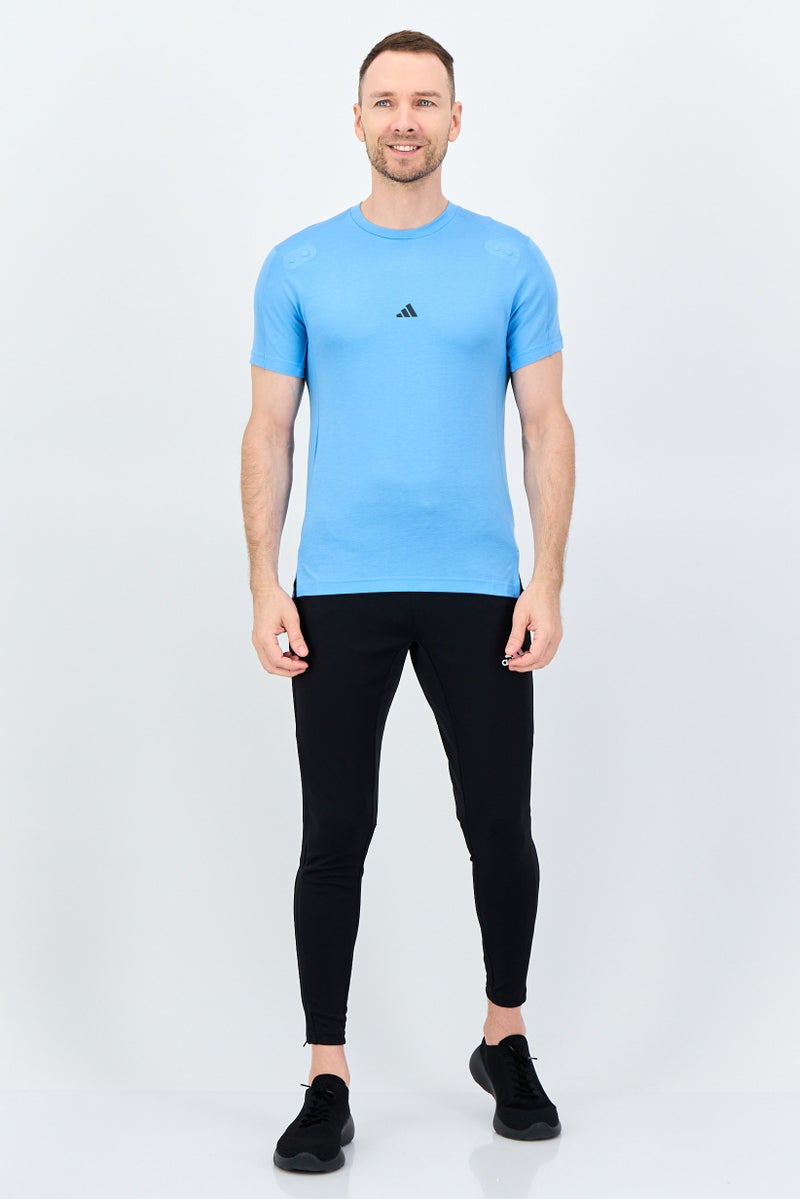Adidas Men Sportswear Fit Short Sleeve Yoga T-Shirt, Sky Blue - Image 3