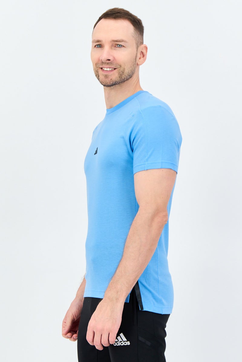 Adidas Men Sportswear Fit Short Sleeve Yoga T-Shirt, Sky Blue - Image 2