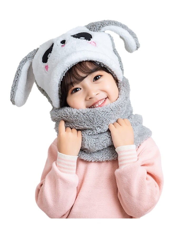 Kids Winter Hat, 2 in 1 Kids Winter Warm Scarf Hat Cute Plush Rabbit Cap Kids Balaclava Soft Breathable for Boys and Girls Outdoor Leisure and Warm(4-7 years) - Image 1