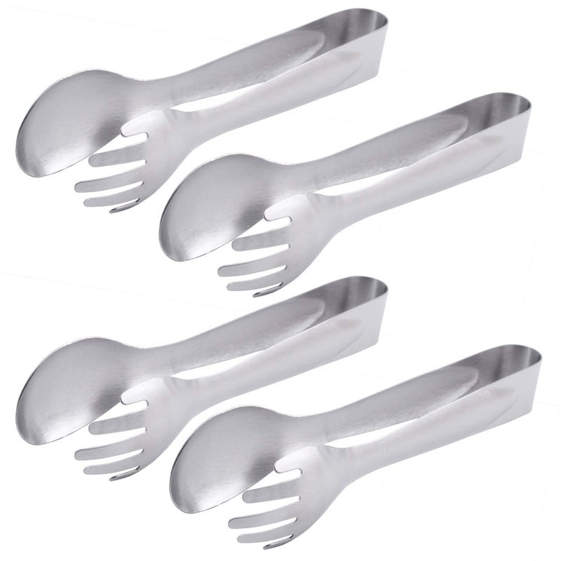 HINMAY Serving Tongs 8Inch Stainless Steel Salad Tongs Fork and Spoon Tongs Set of 4