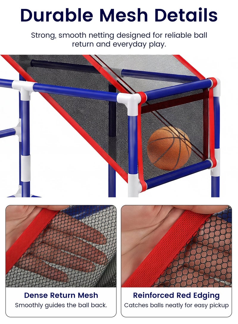 Kids Basketball Hoop Arcade Game Set with 4 Balls & Pump, Adjustable Indoor Outdoor Basketball Shooting Toy, Mini Basketball Hoop Training System with Storage Net for Boys Girls Toddlers - Image 5