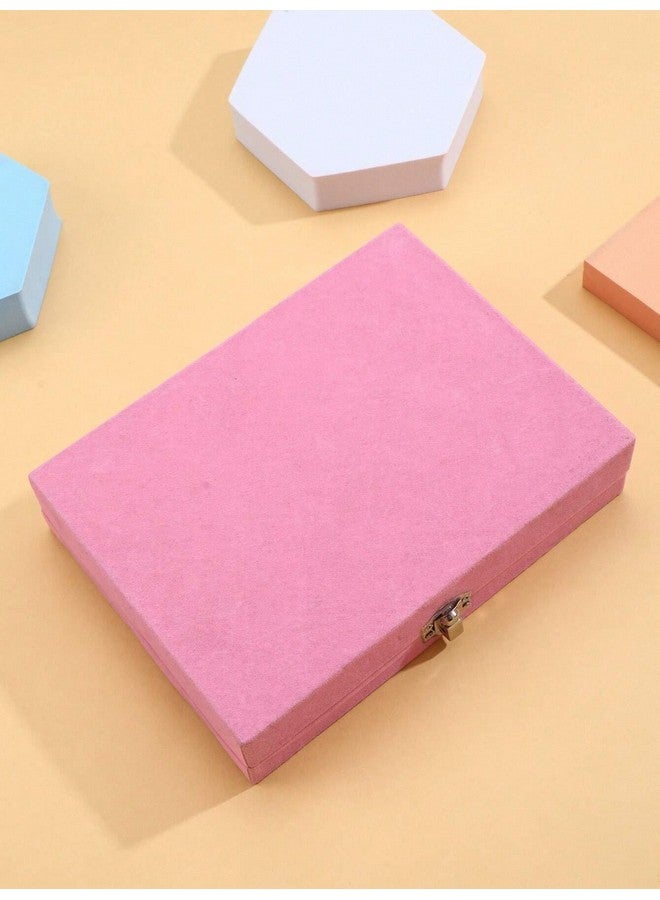 YouBella منظم مجوهرات يوبيلا هدايا مخملية بغطاء شفاف، منظم مجوهرات، صندوق تخزين للخواتم والأقراط والأساور، صندوق محمول للفتيات والنساء (وردي) - Image 5
