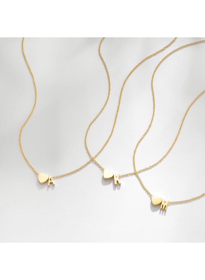 Treasure Bender Gold Initial Necklaces for Women Girls - 18K Gold Plated Heart Initial Pendant Necklace Dainty Heart Necklace Tiny Gold Letter Necklace for Women Girls Jewelry Gifts, Brass, No - Image 5