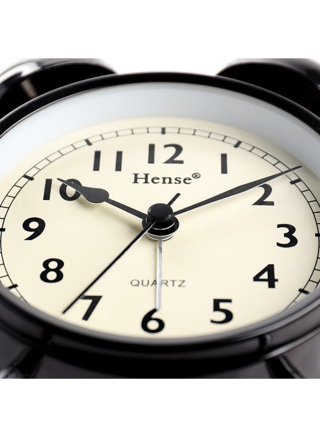 Hense Simple Mechanical Alarm Clock For High School Students, Powerful Wake-up Device With Loud Sound For Children's Bedroom And Dormitory, Desktop Clock, Small Table Clock Ha70 Black - Image 4