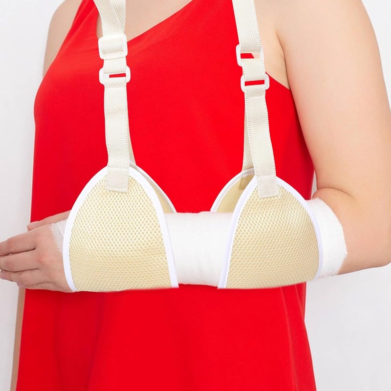 Breathable Adjustable Arm Sling for Fractures and Shoulder Dislocation, Khaki Mesh Forearm Support Strap Medical Brace for Adult and Use - Image 4