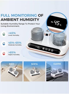 Garlo Bed Vacuum Cleaner - 5-in-1 Cordless Mattress Vacuum Cleaner, Powered by UV-C Light & ultrasonic Technology, 16Kpa Strong Suction,Low Noise,Suitable for dust, pet Hair, etc  - Image 2