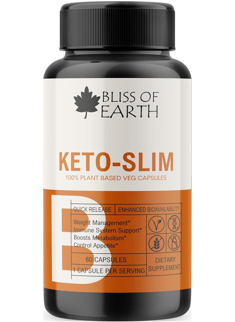 BLISS OF EARTH - Keto Diet Supplement 100% Natural Fat Burner Helps with Appetite Control Non-Gmo Gluten Free 60 Veg Capsules - Image 1