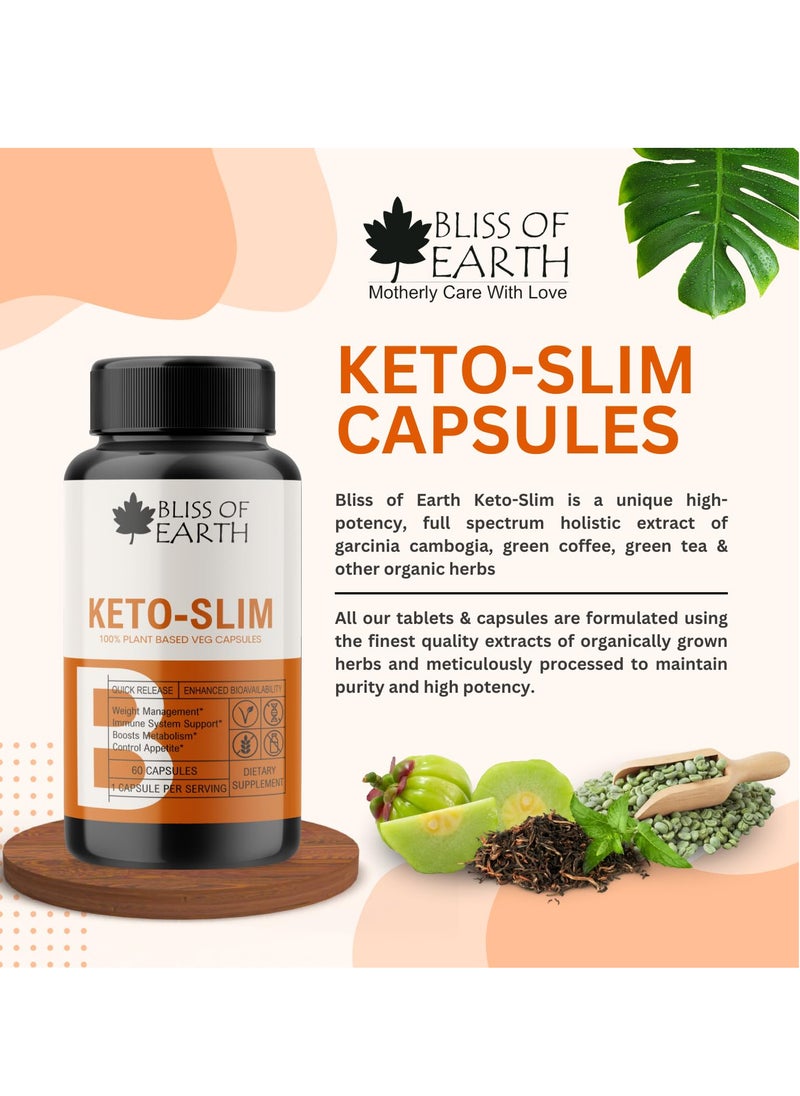 BLISS OF EARTH - Keto Diet Supplement 100% Natural Fat Burner Helps with Appetite Control Non-Gmo Gluten Free 60 Veg Capsules - Image 1