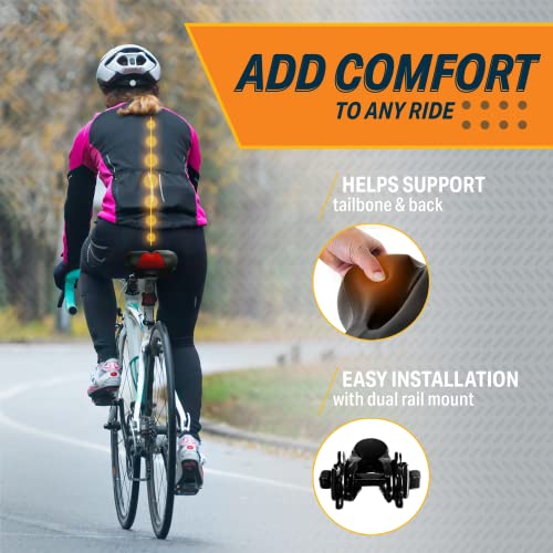 Bikeroo Comfort Saddle for Women & Men - Universal Fit Indoor & Outdoor Bicycles - Center Cutaway for Weight Distribution, Prostate Pressure Relief - Memory Foam - Red - Image 3