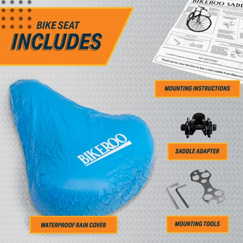 Bikeroo Comfort Saddle for Women & Men - Universal Fit Indoor & Outdoor Bicycles - Center Cutaway for Weight Distribution, Prostate Pressure Relief - Memory Foam - Red - Image 5