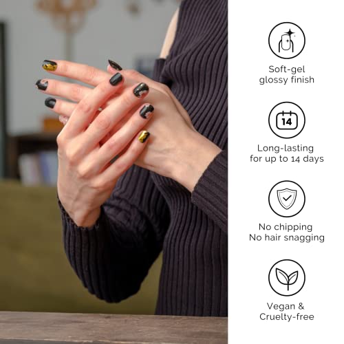 NAILOG Semi Cured Gel Nail Strips, 34 pcs Salon-Quality Gel Nail Stickers, Long Lasting Nail Wraps for Women with Soft Gel Finish | Geisha - Image 4