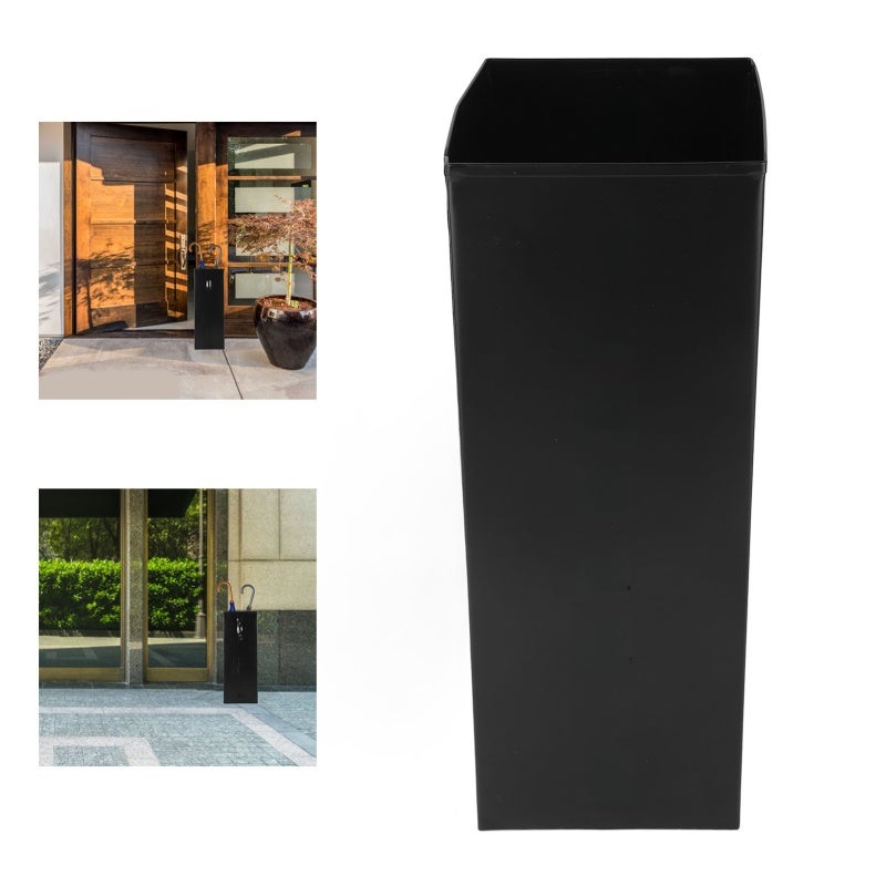 Umbrella Stand: 10in Square Powder Coated Steel Freestanding Rack - Quick Dry Waterproof Holder for Entryway Home Office - Image 5