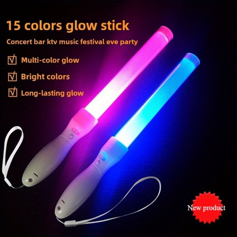 15 قطعة من عصا الضوء LED بـ 15 لونًا للحفلات والحفلات الموسيقية والهدايا والإضاءة الطارئة - Image 1