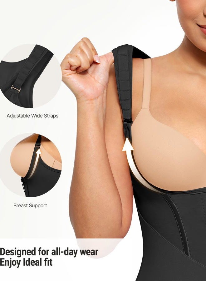 FeelinGirl Waist Trainer for Women Corset 9 Steel Boned Triple Control Body Shaper with Adjustable Straps, Black, XXL - Image 3