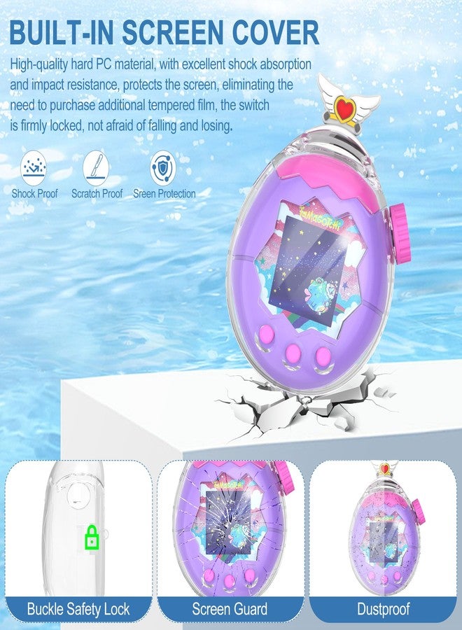 SGHLDE for Tamagotchi Paradise Clear Case, Transparent Hard FILP All-Around Protective Cover with Screen Protector for Tamagotchi Paradise Accessories with Neck Lanyard, Cute Angel Wing - Image 4