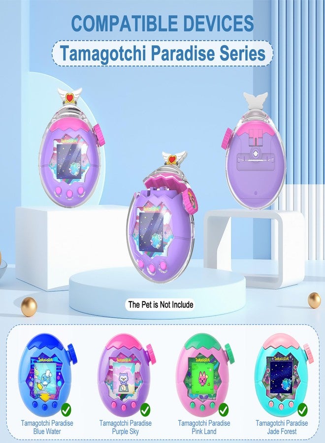 SGHLDE for Tamagotchi Paradise Clear Case, Transparent Hard FILP All-Around Protective Cover with Screen Protector for Tamagotchi Paradise Accessories with Neck Lanyard, Cute Angel Wing - Image 2