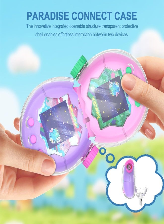 SGHLDE for Tamagotchi Paradise Clear Case, Transparent Hard FILP All-Around Protective Cover with Screen Protector for Tamagotchi Paradise Accessories with Neck Lanyard, Cute Angel Wing - Image 3