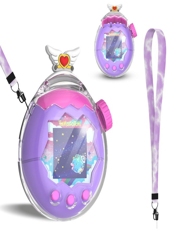 SGHLDE for Tamagotchi Paradise Clear Case, Transparent Hard FILP All-Around Protective Cover with Screen Protector for Tamagotchi Paradise Accessories with Neck Lanyard, Cute Angel Wing - Image 1