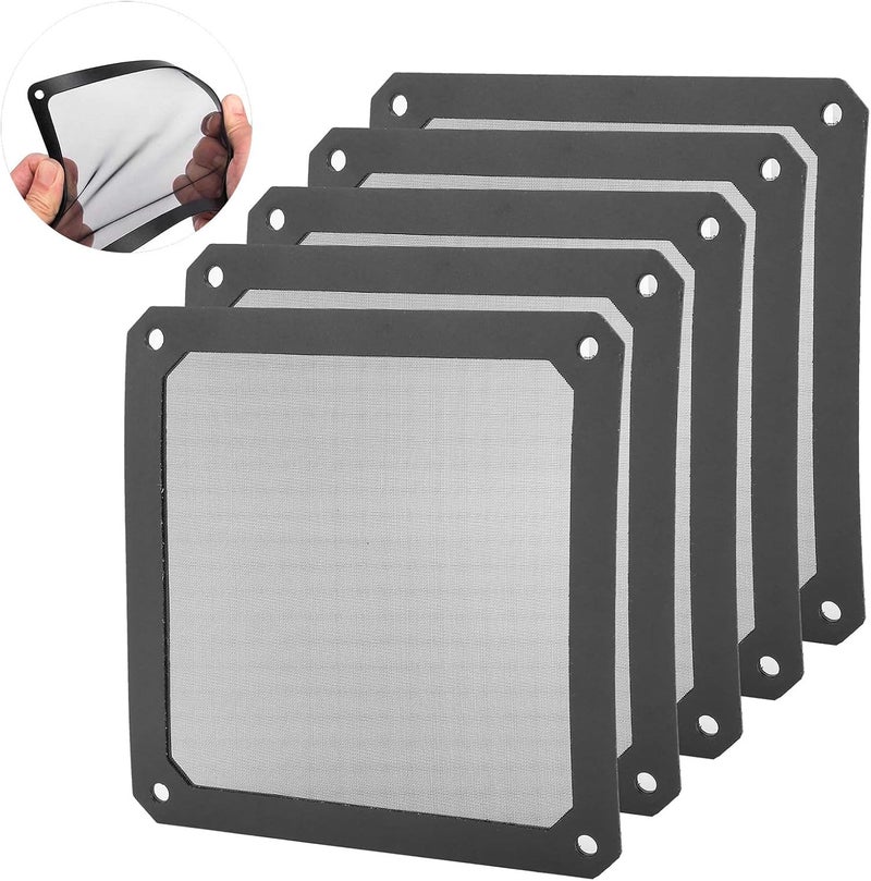 كاست ويف مرشح مروحة تبريد الكمبيوتر الشخصي، 120 × 120 مم، إطار شبكي مغناطيسي من PVC مضاد للغبار، مرشح غبار نايلون، غطاء علبة الكمبيوتر (5 قطع) - Image 1