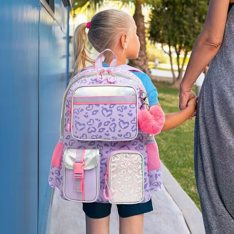 Meetbelify Aesthetic Backpack with Lunch Box for Elementary Students - Cute School Bag for Girls 8-10 - Purple - Image 5