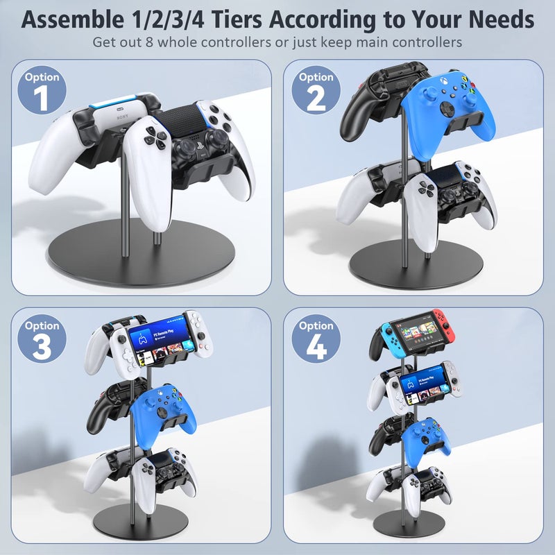 Kytok Headset Stand 4 Tiers with Cable Organizer for Desk, Controller Stand Compatible with PS5/Xbox/Nintendo Switch/PS Portal/PS4, Headset Holder & Controller Holder for 8 Packs Controller - Image 3