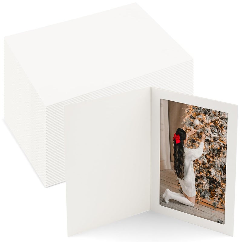 Golden State Art Golden State Art Pack of 50 4x6 Photo Folders Cardboard Picture Frame Paper Frame Cards GreetingsInvitation Special Events Graduation Christmas Wedding White