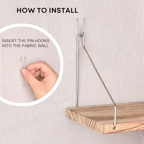 onsogi Fabric Wall Cubicle Shelf with Hooks for Work Decor, 11.8' Wooden Cubicle Organizer Storage Shelf with Hangers Cubicle Accessories for Women Men Desk, 2 Pack - Image 3