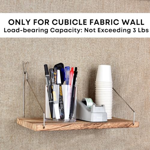 onsogi Fabric Wall Cubicle Shelf with Hooks for Work Decor, 11.8' Wooden Cubicle Organizer Storage Shelf with Hangers Cubicle Accessories for Women Men Desk, 2 Pack - Image 4