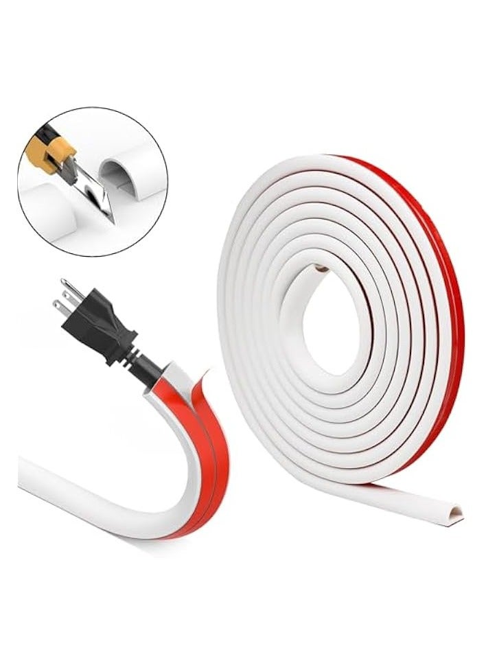 erorex Wall Cord Hider 118 Inch - Self-Adhesive Wire Cover Raceway for Walls, Flexible PVC Cable Concealer, Cord Covers for Wires on Wall for Home and Office, W0.59 H0.39in - Image 2