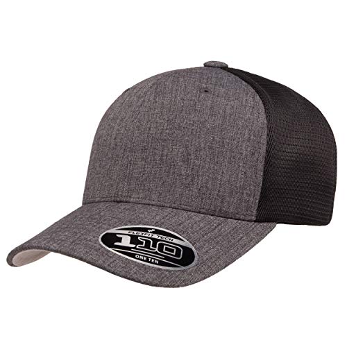 Flexfit Men's 110 Mesh Trucker Hat, Melange Charcoal/Black, One Size - Image 3