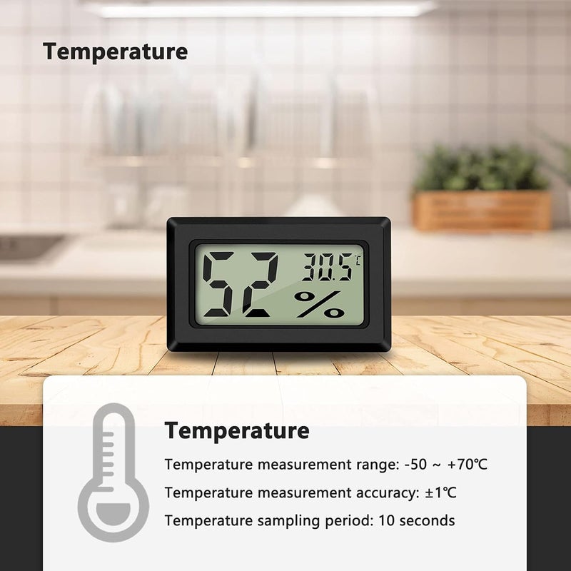 Thlevel Mini Digital LCD Thermometer Hygrometer Temperature Humidity -50~70°C 10%~99% RH Thermometer Portable Thermo Hygrometer Indicator for Office Kitchen Humidors Incubators Reptiles (6 PCS - A) - Image 3