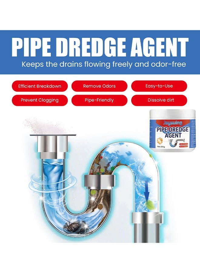 Pipe Dredge Agent, Bathroom Drain Cleaner, Powerful Pipe Excavator, Kitchen Sink Drain Cleaner, Home Sewer Toilet Kitchen Dredging Deodorant Clogged Channel Agent, Deep Cleaning And Quick Effect, 200G - Image 3