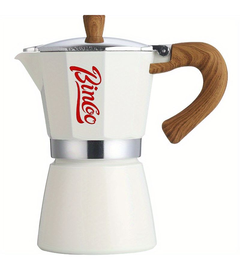 Beige Italian Moka Pot 10.14oz Outdoor Coffee Espresso Brewer With Filter Paper - Image 5